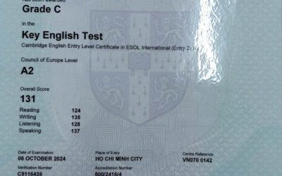 Sóc No No 7 tuổi, Lớp 2, đã đậu Chứng Chỉ KET (131/140)